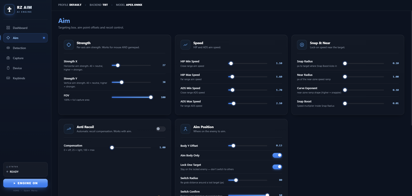 RZ AIM — Control settings